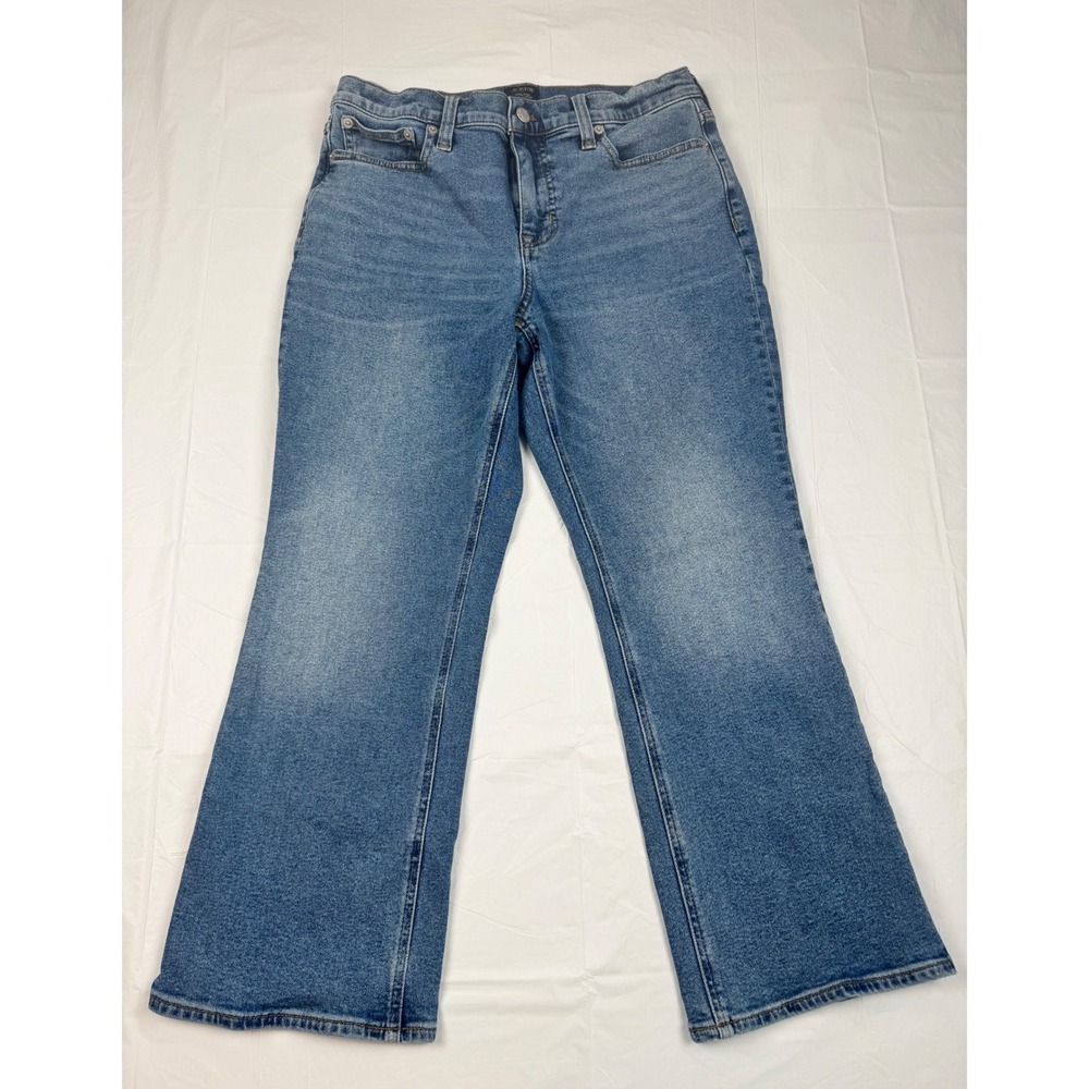 J.Crew Mid-Rise Flare Crop Jeans Blue Size‎ 29 Medium Wash Denim Re-Imagined